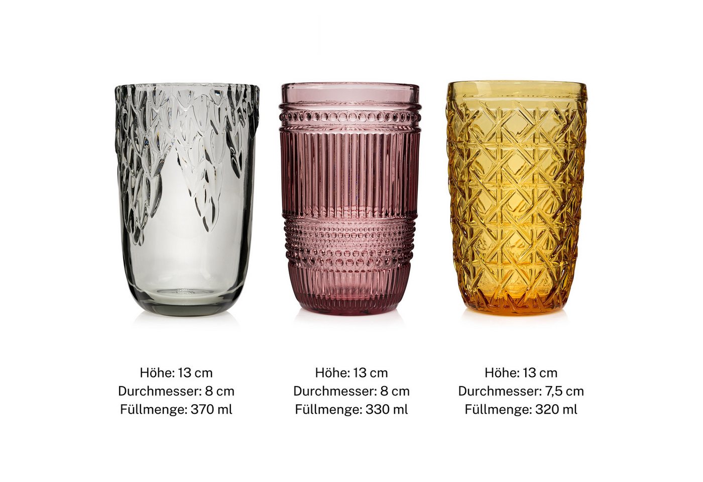 SÄNGER Gläser-Set Bunt, 6-tlg., Glas, 6er Set Trinkgläser Faro, spülmaschinengeeignet, bunt – Bild 3 von 5