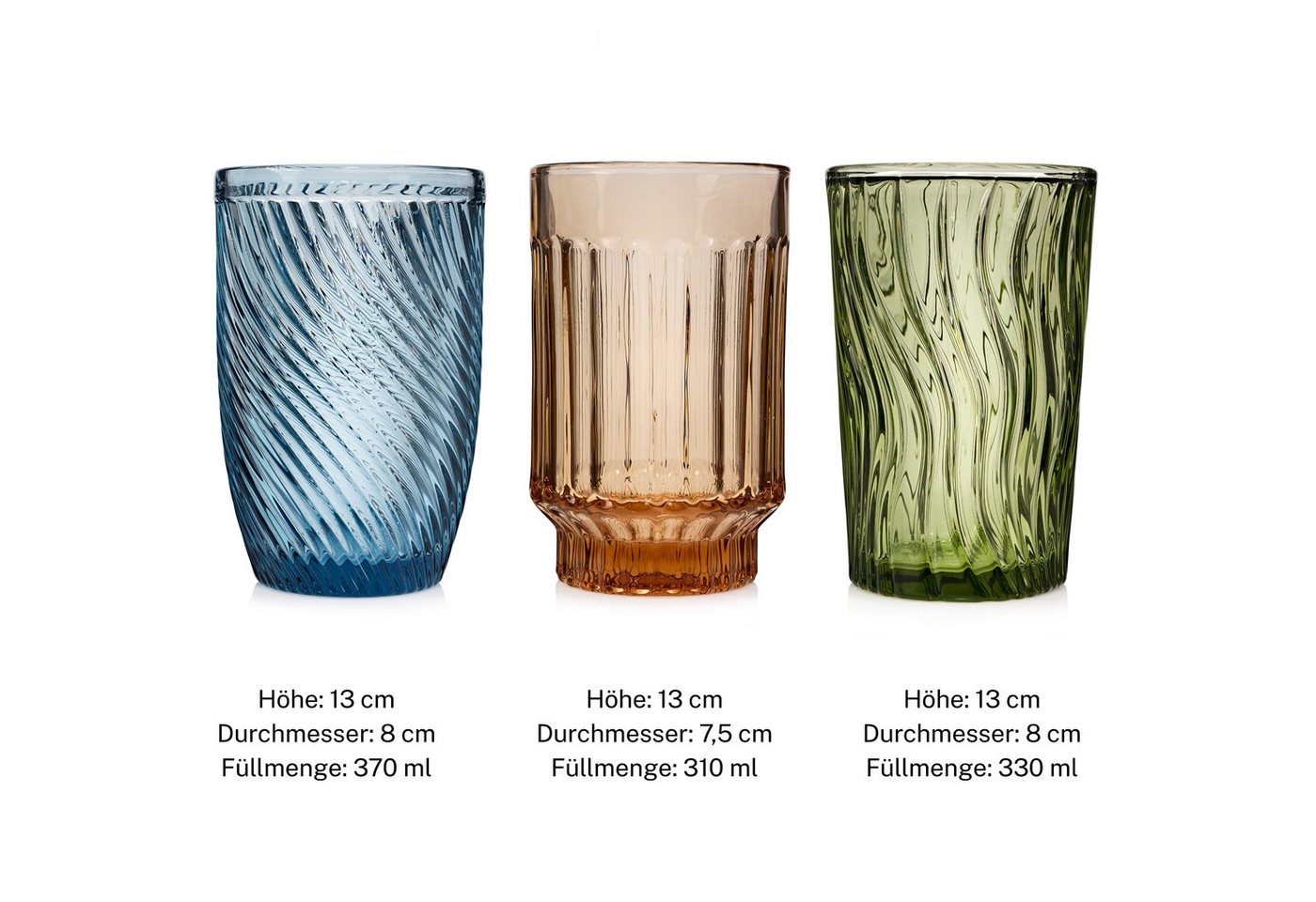 SÄNGER Gläser-Set Bunt, 6-tlg., Glas, 6er Set Trinkgläser Faro, spülmaschinengeeignet, bunt – Bild 4 von 5