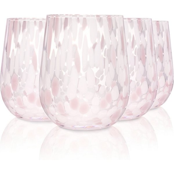 SÄNGER Gläser-Set Curacao, 4-tlg., Glas, 4x Trinkgläser Curacao mit Punkten, Füllmenge 320ml, Weiß Rosa