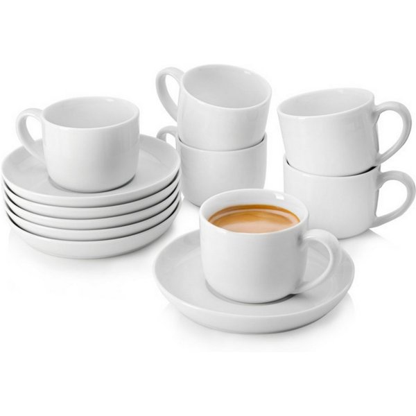 SÄNGER Kaffeeservice Marlo Kaffeetassen Set (12-tlg), 6 Personen, Porzellan, Weiß, Premium Collection