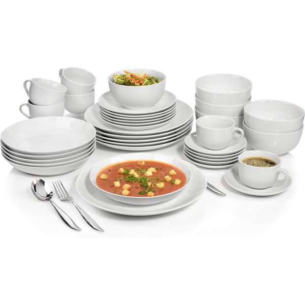 SÄNGER Kombiservice New Port, Weiß (36-tlg), 6 Personen, Porzellan, Premium Collection