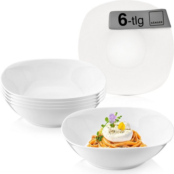 SÄNGER Pastateller Set Bilgola, Weiß, (6 St), Pastaschalen Set, Porzellan, 6 Personen, Premium Collection