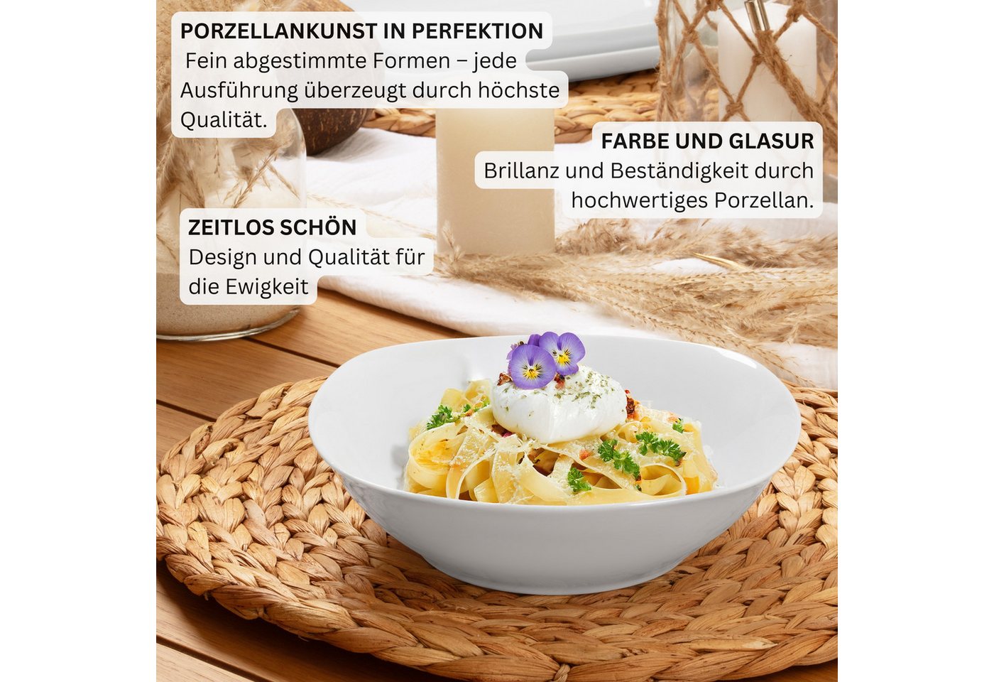 SÄNGER Pastateller Set Bilgola, Weiß, (6 St), Pastaschalen Set, Porzellan, 6 Personen, Premium Collection – Bild 5 von 5