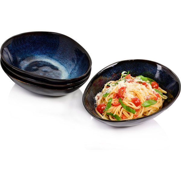 SÄNGER Pastateller Tokio Pastaschalen Set, (4 St), Blau Schwarz, Handmade, Premium Collection