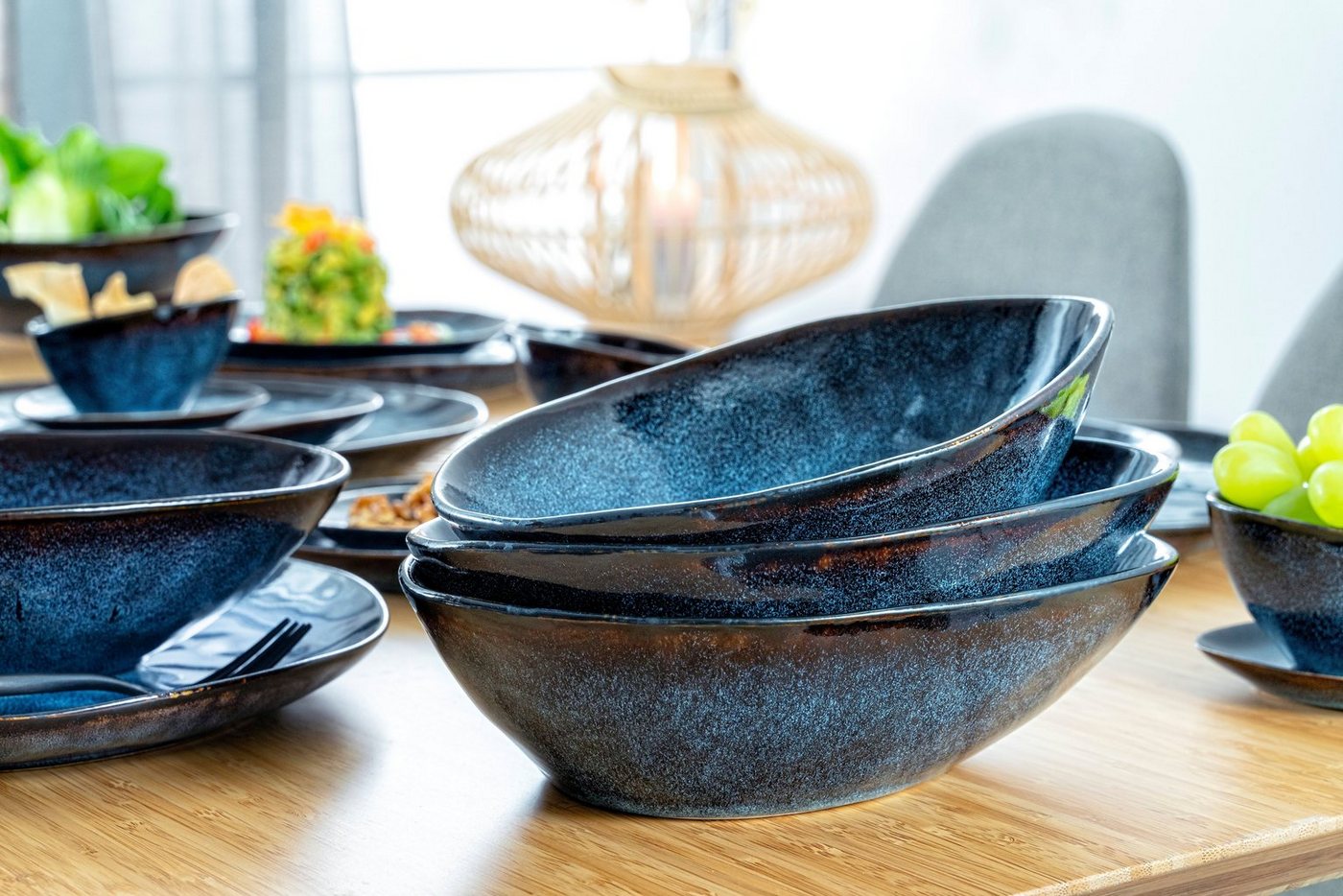 SÄNGER Pastateller Tokio Pastaschalen Set, (4 St), Blau Schwarz, Handmade, Premium Collection – Bild 2 von 5