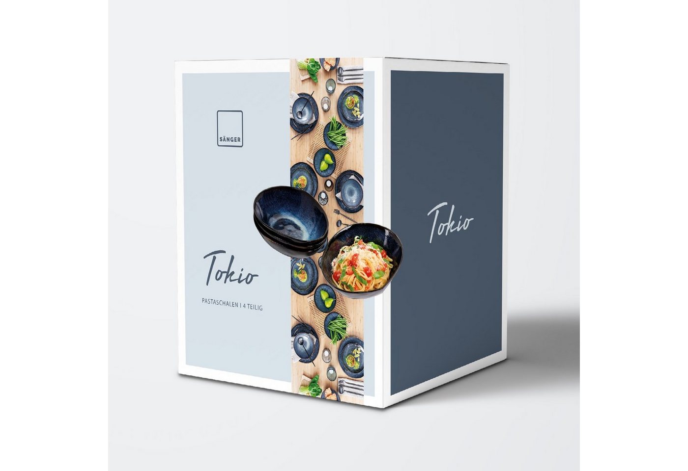 SÄNGER Pastateller Tokio Pastaschalen Set, (4 St), Blau Schwarz, Handmade, Premium Collection – Bild 5 von 5