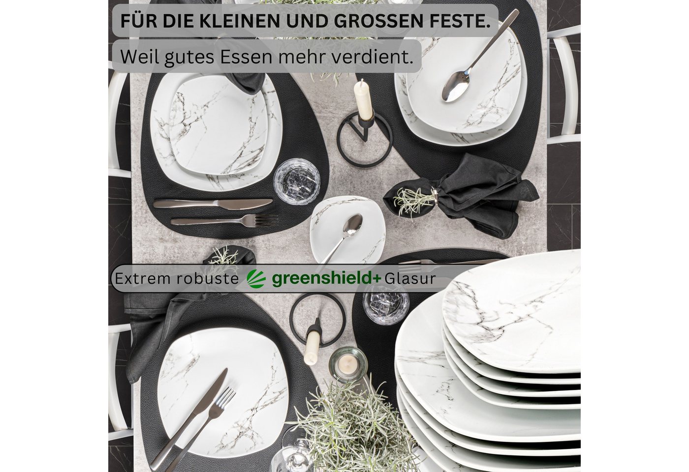 SÄNGER Tafelservice Bilgola Marmor, Weiß (18-tlg), 6 Personen, Porzellan, weiß, VALUE COLLECTION – Bild 3 von 5