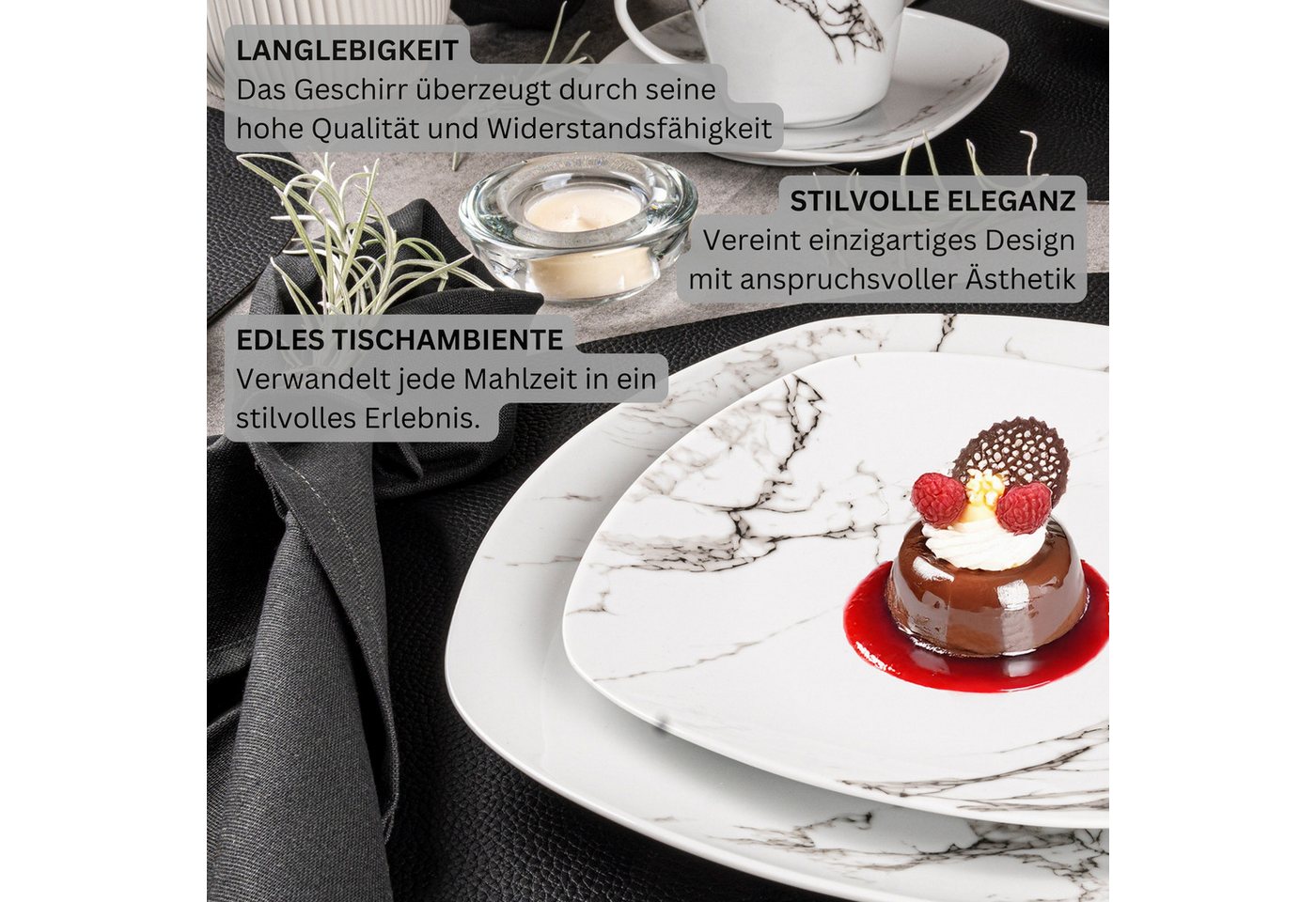 SÄNGER Tafelservice Bilgola Marmor, Weiß (18-tlg), 6 Personen, Porzellan, weiß, VALUE COLLECTION – Bild 5 von 5