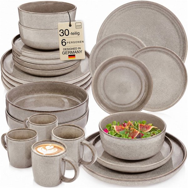 SÄNGER Tafelservice Kairo (30-tlg), 6 Personen, Steingut, Kombiservice Kairo Clay, Handmade, VALUE COLLECTION