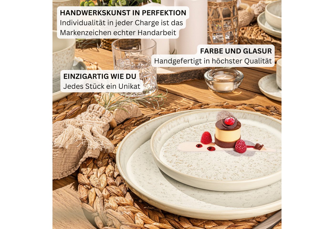 SÄNGER Tafelservice Key West, Creme mit sandiger Maserung (18-tlg), 6 Personen, Steingut, VALUE COLLECTION – Bild 5 von 5