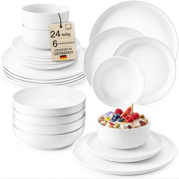 SÄNGER Tafelservice Marlo Geschirrset (24-tlg), 6 Personen, Porzellan, Marlo, Weiß, Premium Collection