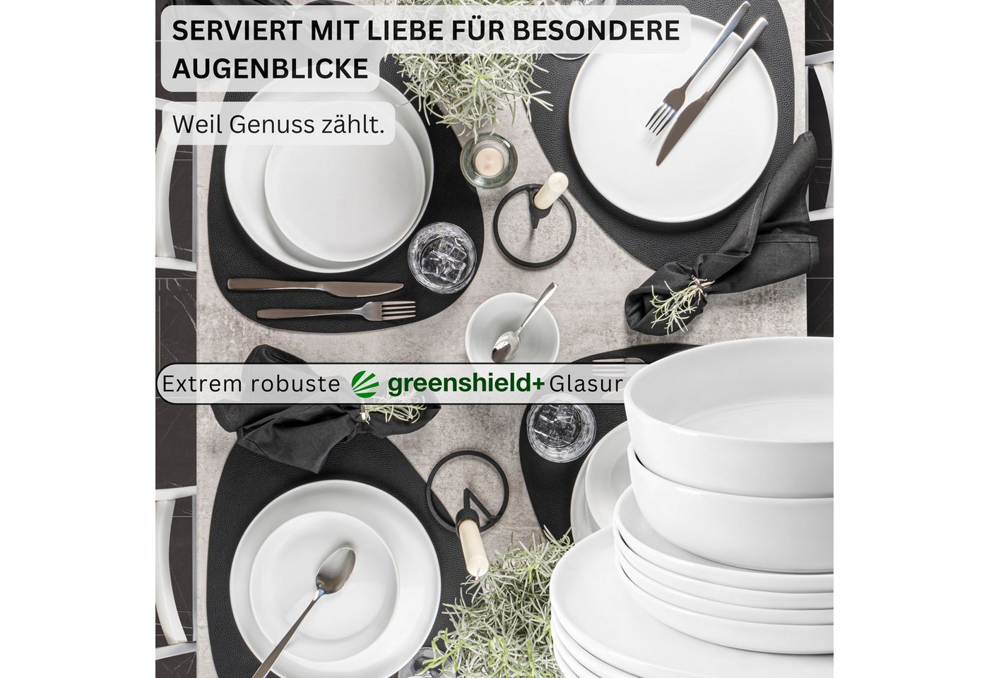 SÄNGER Tafelservice Marlo Geschirrset (36-tlg), 12 Personen, Porzellan, Marlo, Weiß, erweiterbar, Premium Collection – Bild 3 von 5