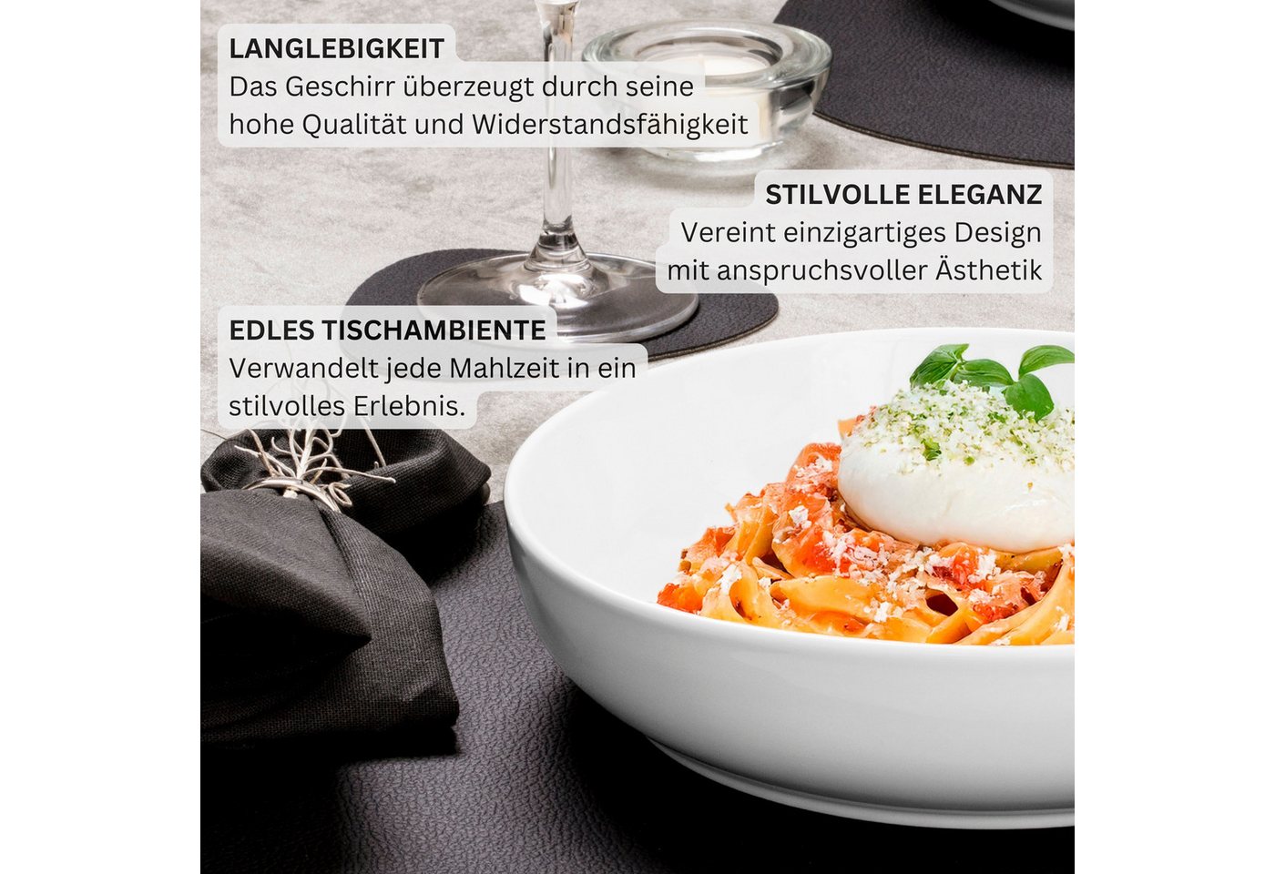 SÄNGER Tafelservice Marlo Geschirrset (36-tlg), 12 Personen, Porzellan, Marlo, Weiß, erweiterbar, Premium Collection – Bild 5 von 5