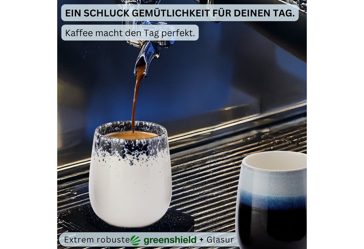 SÄNGER Tasse Siena, Mehrfarbig, 6-tlg., Steingut, 6 tlg. Espressobecher, 80 ml, Handmade, PREMIUM COLLECTION – Bild 3 von 5