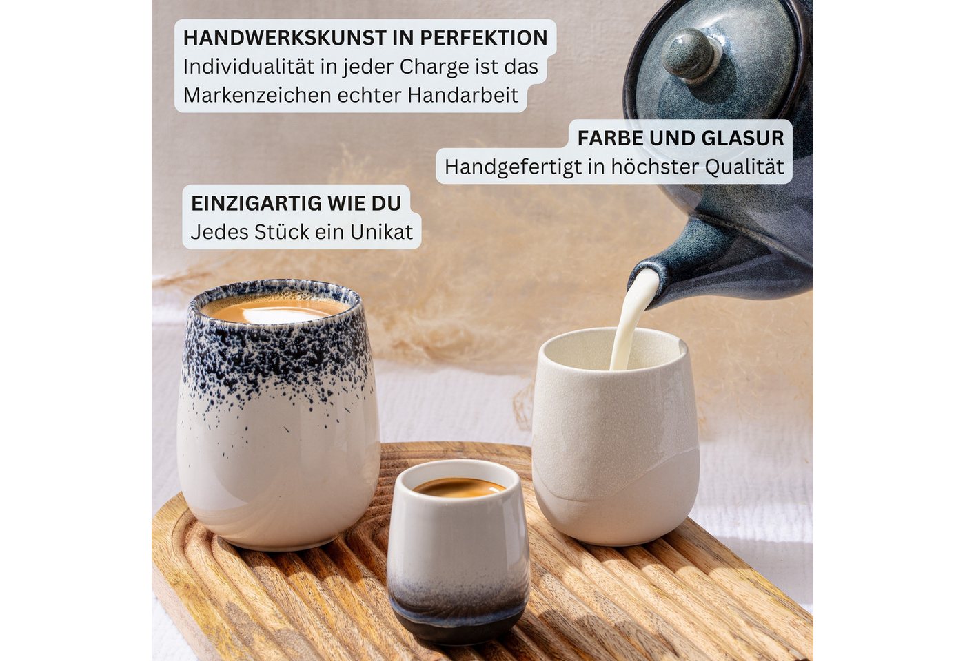 SÄNGER Tasse Siena, Mehrfarbig, 6-tlg., Steingut, 6 tlg. Espressobecher, 80 ml, Handmade, PREMIUM COLLECTION – Bild 5 von 5