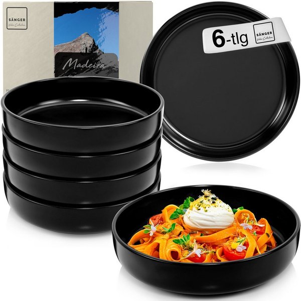 SÄNGER Teller Madeira, (6 St), 6 tlg. Pastateller Set, Steingut, schwarz, Handmade, VALUE COLLECTION