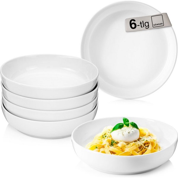 SÄNGER Teller Marlo, (6 St), Marlo, Weiß, Pastaschalen, Porzellan, PREMIUM COLLECTION