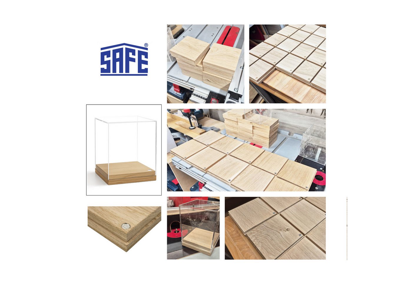 Safe-Album Vitrine SAFE Acryl-Vitrinen mit Eichenboden Schaukasten 120 x 120 x 130 mm – Bild 5 von 5