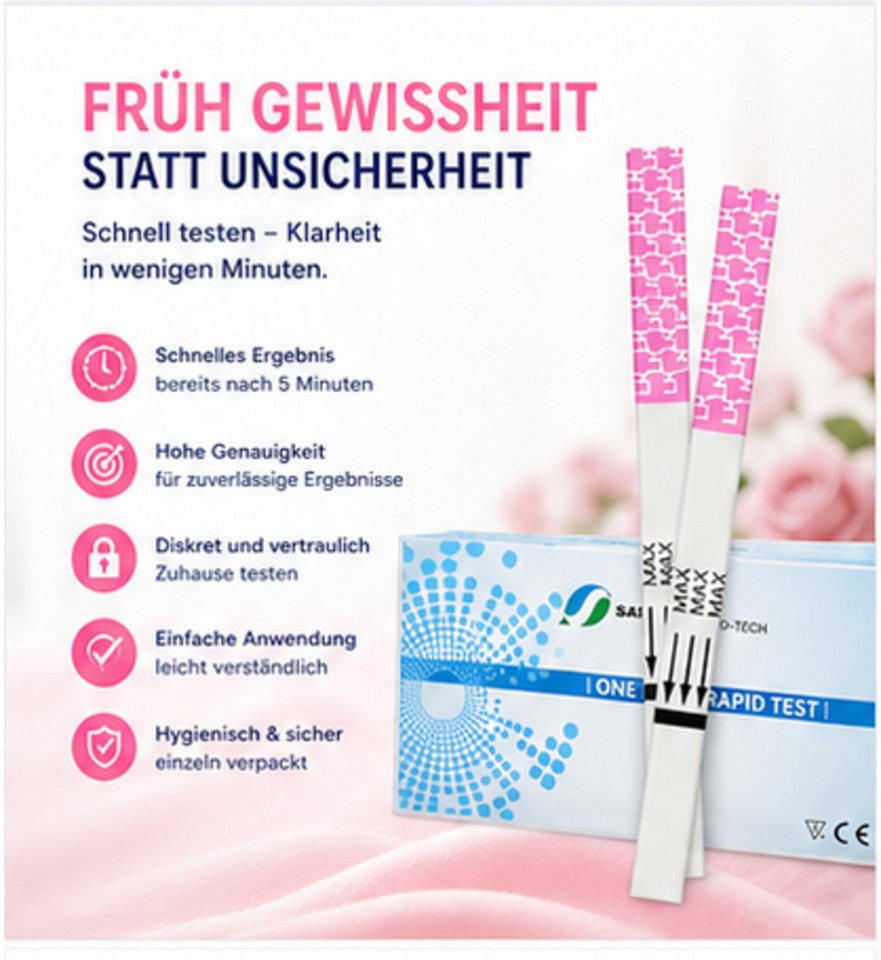 Safecare Bio-Tech Ovulationstest 25 Ovulationstest - Fruchtbarkeitstest Für Frauen, 25mlu/ml, Striefentest für Urin Luteinisierendes Hormon (LH), 25-tlg., Ovula – Bild 3 von 5