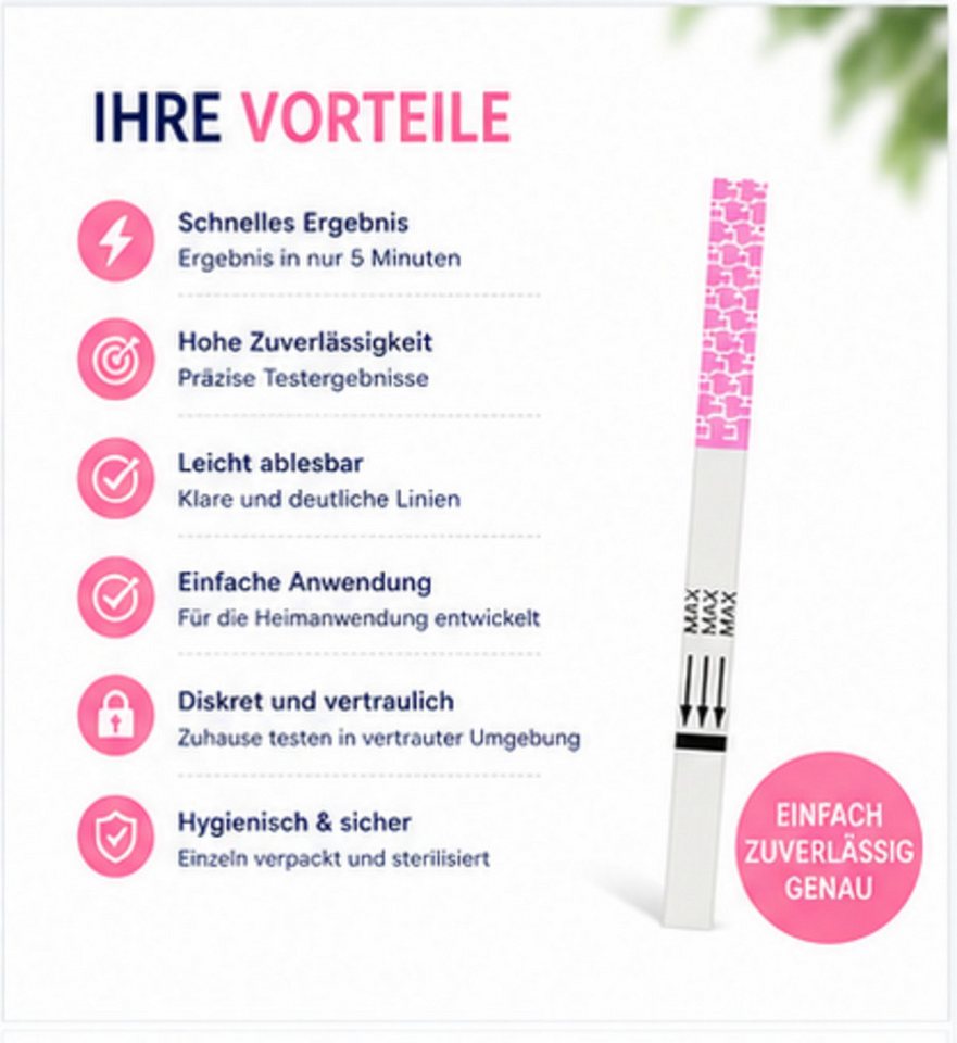 Safecare Bio-Tech Ovulationstest 25 Ovulationstest - Fruchtbarkeitstest Für Frauen, 25mlu/ml, Striefentest für Urin Luteinisierendes Hormon (LH), 25-tlg., Ovula – Bild 4 von 5