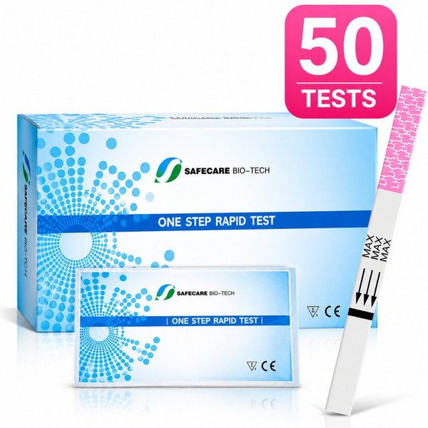 Safecare Bio-Tech Ovulationstest X 50 - Fruchtbarkeitstest Für Frauen, 25mlu/ml, Streifen, 50-tlg., 50 Stück, Hohe Genauigkeit bei richtiger Anwendung.