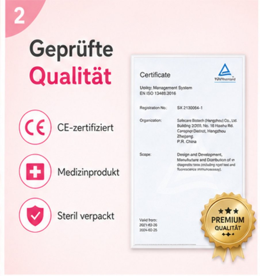 Safecare Bio-Tech Schwangerschaftstest Früh Schwangerschaftests SST - 99% Ergebnisse in 3-5 Minuten, Teststreifen, 5-tlg., Schnelles Ergebnis, einfache Handhabu – Bild 3 von 5