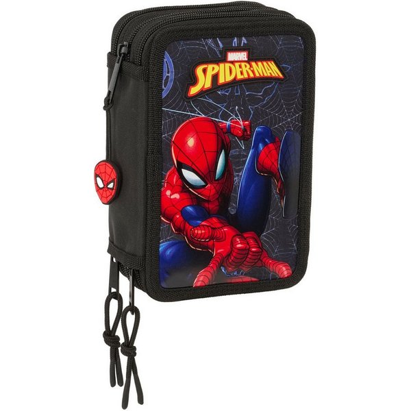 safta Federmäppchen Marvel Spider-man - Mäppchen Federmappe, 37 Teile, 3-fach gefüllt, (37-tlg., Jungen), Reißverschluss