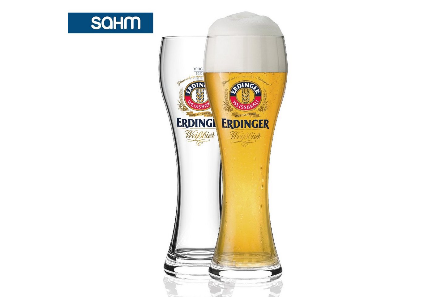 SAHM Bierglas Original ERDINGER Weizenbierglas 0,5 l Set - 6 Weizenbiergläser 0,5 l, Edles Glas, 100% recycelbar – Bild 2 von 5