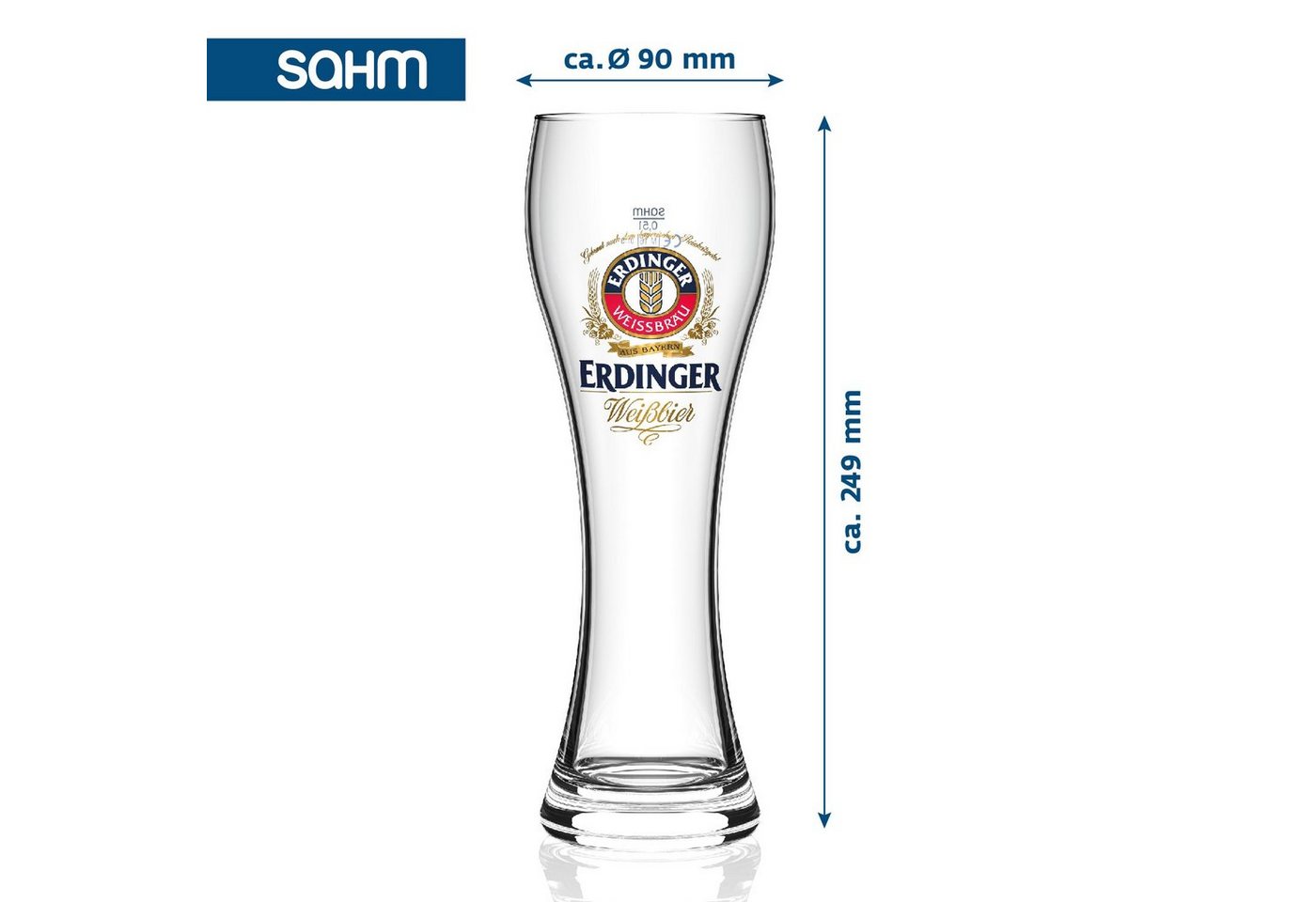 SAHM Bierglas Original ERDINGER Weizenbierglas 0,5 l Set - 6 Weizenbiergläser 0,5 l, Edles Glas, 100% recycelbar – Bild 3 von 5
