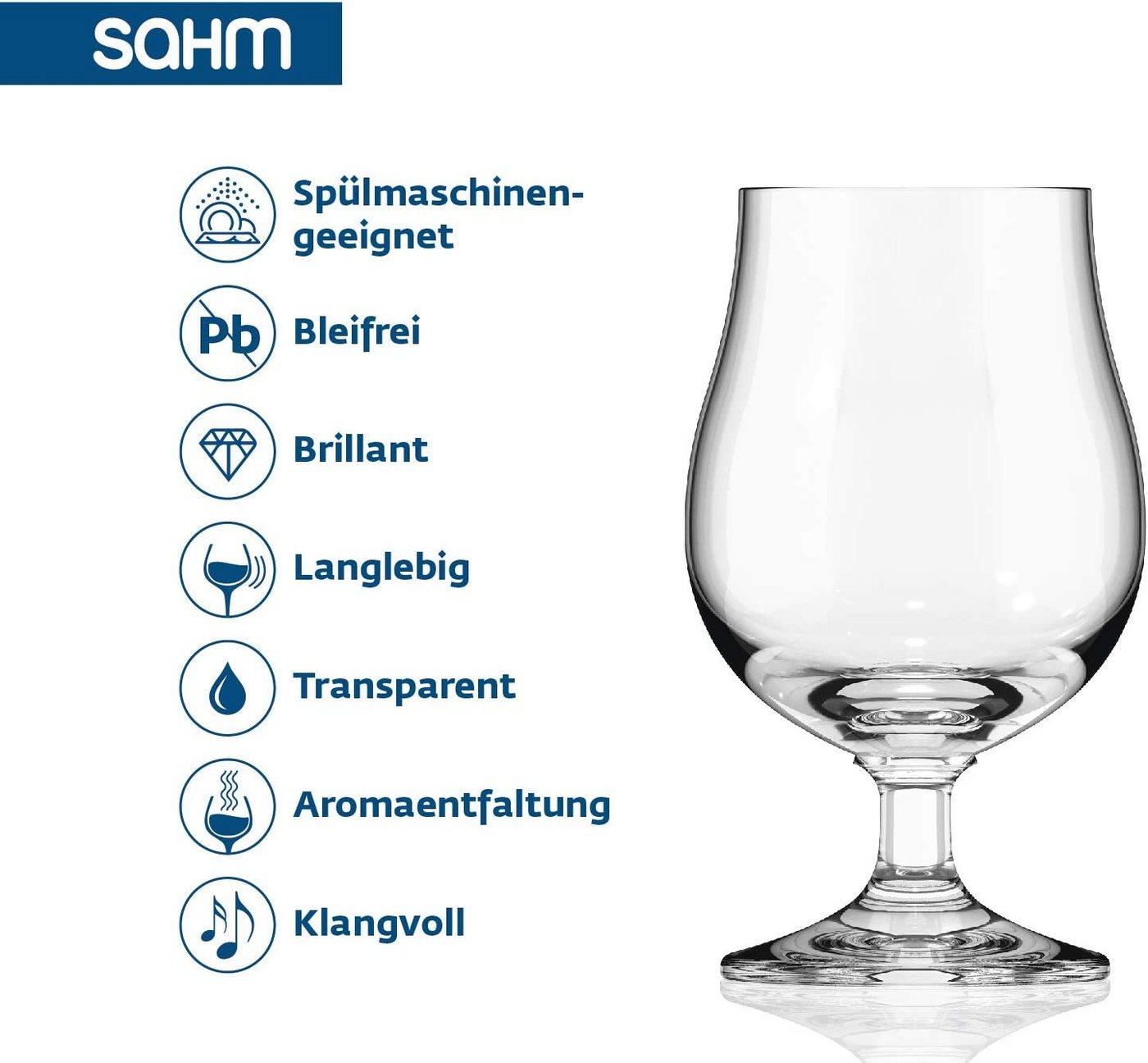 SAHM Bierglas Pokal Biergläser 0,3 Liter 6 Stück - Biertulpe, Edles Glas, 100% recycelbar – Bild 4 von 5