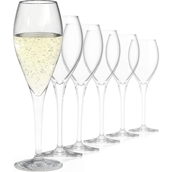 SAHM Champagnerglas Champagner Gläser 6 STK - Champagnerflöten a 220 ml, Edles Glas, 100% recycelbar