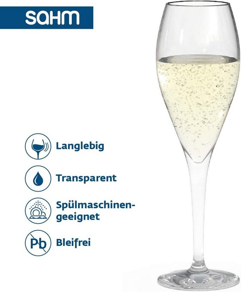 SAHM Champagnerglas Champagner Gläser 6 STK - Champagnerflöten a 220 ml, Edles Glas, 100% recycelbar – Bild 3 von 5