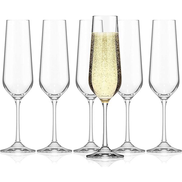 SAHM Sektglas Sektgläser Set 6 teilig - 200ml Sektglas oder Sektkelche, Edles Glas, 100% recyclebar