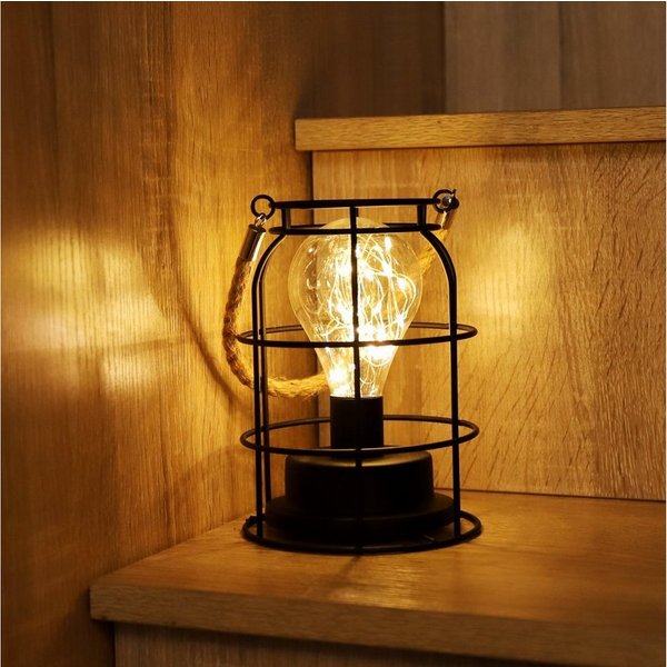 Salcar LED Laterne Dekolicht, Retro Dekolaterne, batteriebetrieben & USB, mit Tragegriff, Warmweiß, Garten-Deko, Weihnachtsdeko, zum Hängen oder Stellen, Warmwe
