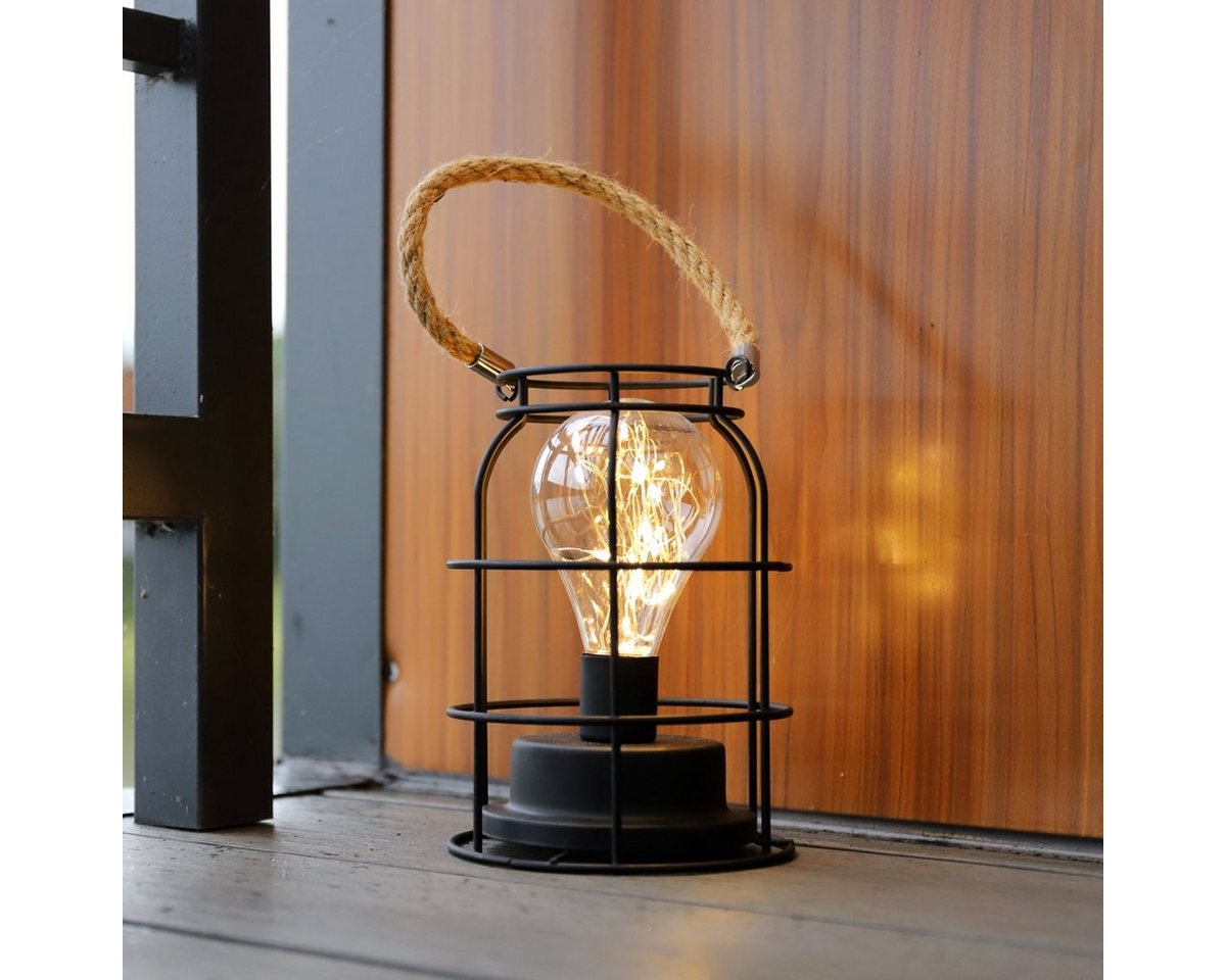 Salcar LED Laterne Dekolicht, Retro Dekolaterne, batteriebetrieben & USB, mit Tragegriff, Warmweiß, Garten-Deko, Weihnachtsdeko, zum Hängen oder Stellen, Warmwe – Bild 3 von 5