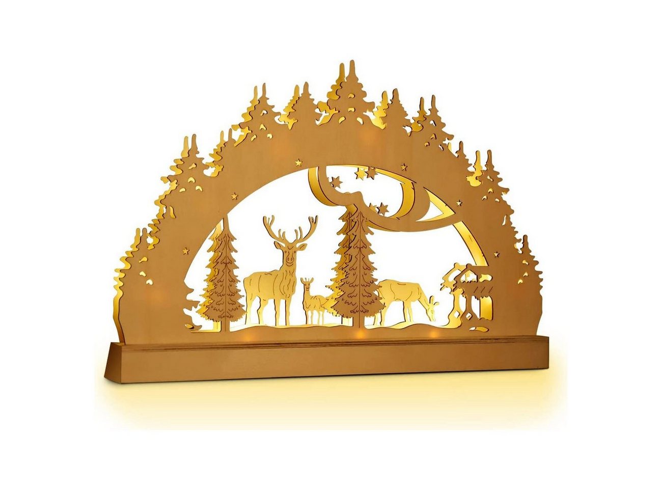 Salcar LED Lichterbogen LED Schwibbogen Weihnachten Lichterbogen Batterie Weihnachtsdeko Innen, Dekoration aus Holz für Advent und Weihnachten mit 10 LEDs in Wa – Bild 4 von 5