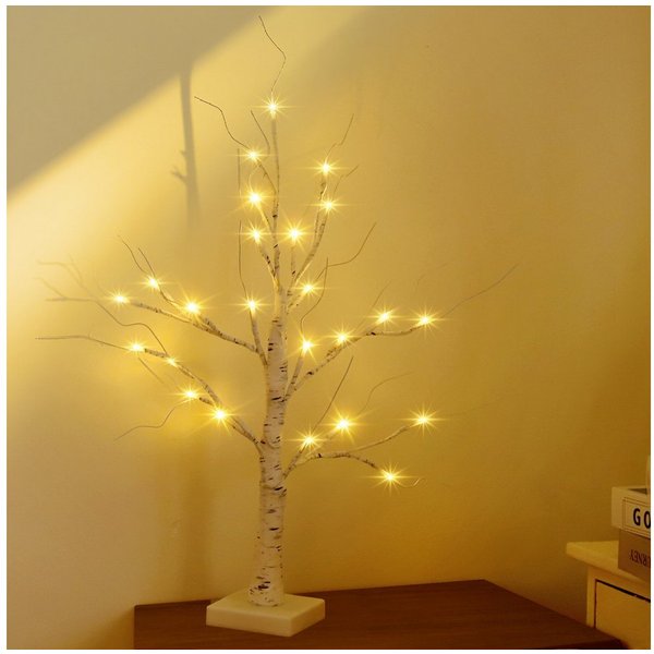Salcar LED-Lichterkette LED Baum Lichter Warmweiß Weihnachten LED Birkenbaum, 2PCS 60cm LED Lichterbaum Innen mit 24 LEDs Licht