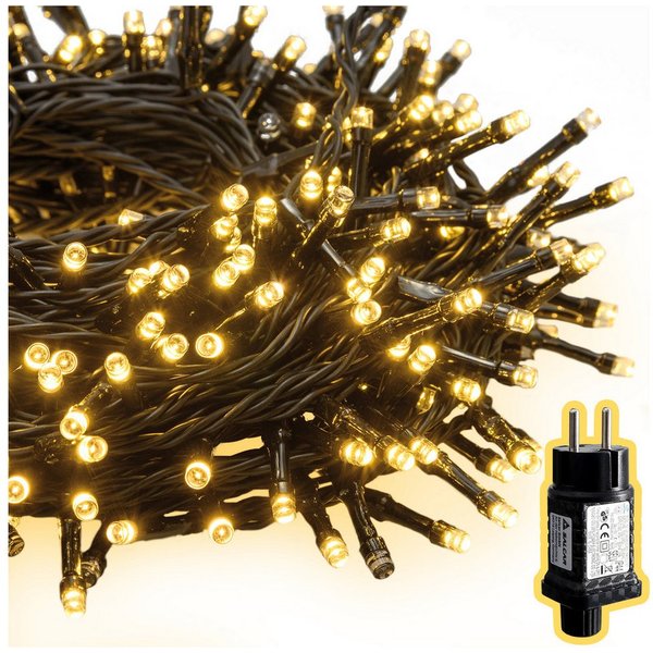Salcar LED-Lichterkette LED Cluster Lichterkette Außen Weihnachtslichterkette Warmweiß & Bunt, 2m 200er LED 8 Modi und Memory, Christbaumbeleuchtung