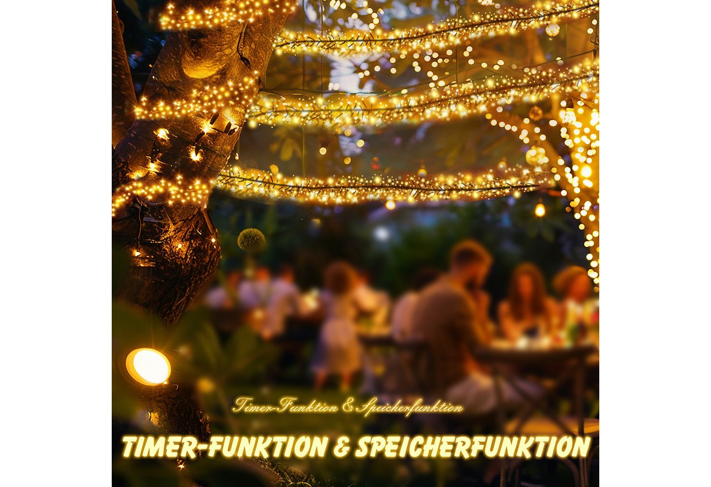 Salcar LED-Lichterkette LED Cluster Lichterkette Außen Weihnachtslichterkette Warmweiß & Bunt, 2m 200er LED 8 Modi und Memory, Christbaumbeleuchtung – Bild 4 von 5