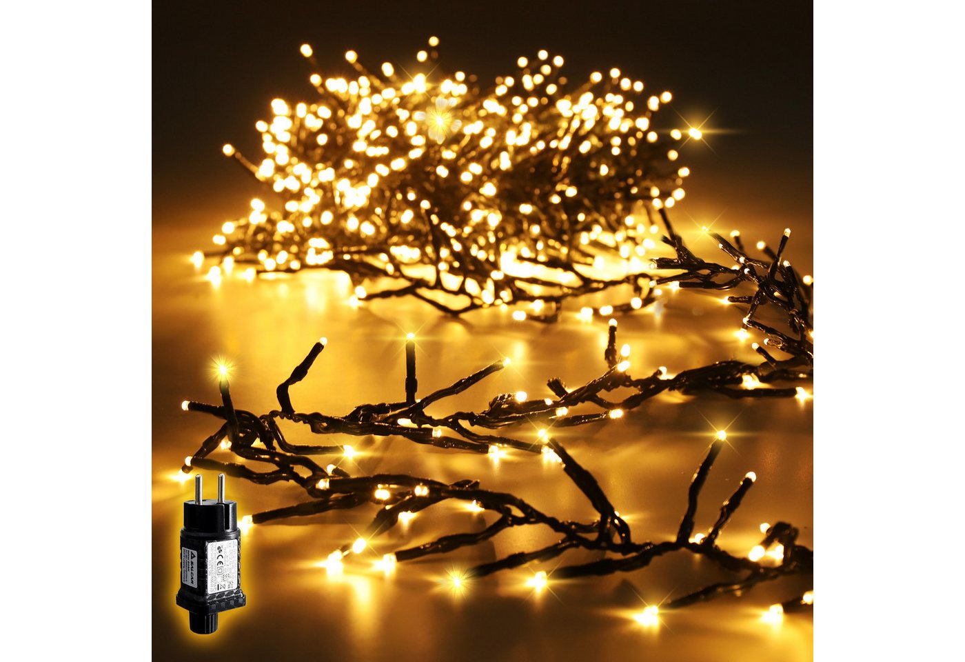 Salcar LED-Lichterkette LED Cluster Lichterkette Außen Weihnachtslichterkette Warmweiß & Bunt, 2m 200er LED 8 Modi und Memory, Christbaumbeleuchtung – Bild 5 von 5