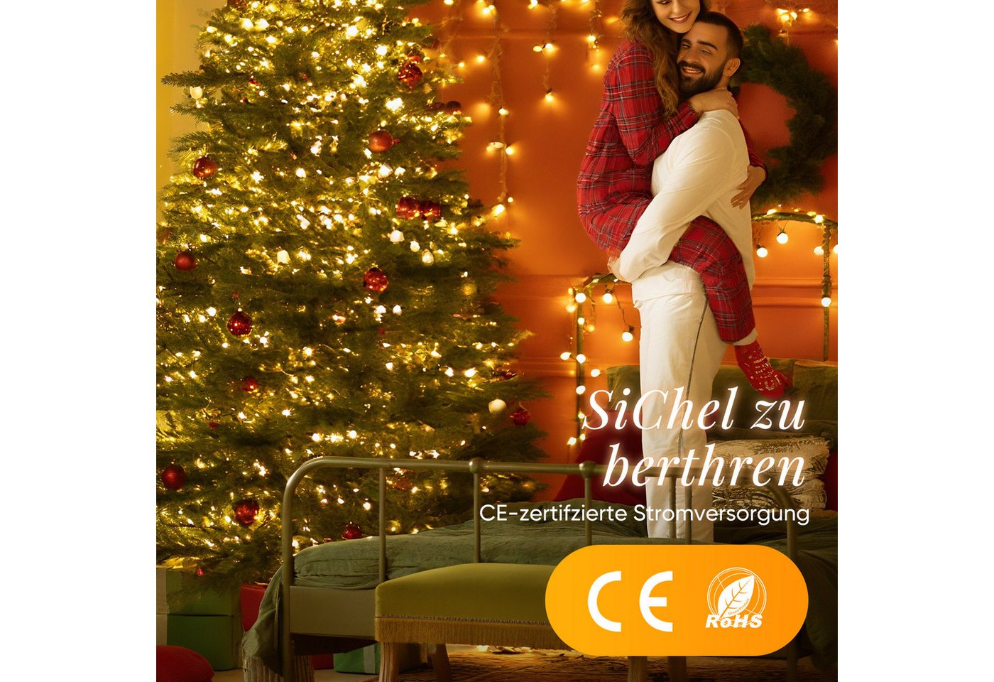 Salcar LED-Lichterkette LED-Lichterkette Aussen Cluster Weihnachtslichterkette Warmweiß, 5M-200 LEDs, 8 Modi, Timer & Memory für Weihnachtsdeko Innen & Außen – Bild 5 von 5