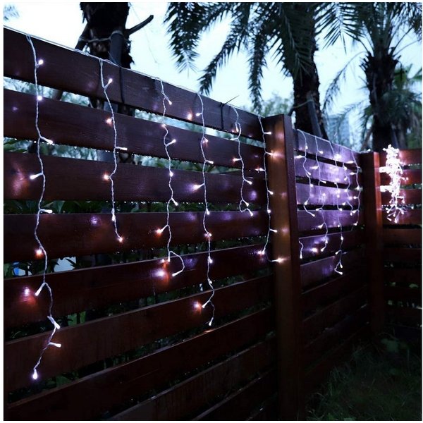 Salcar LED-Lichtervorhang LED Lichterkette Eisregen Lichtervorhang Weihnachtsdeko Aussen 8 Modi, 2m, 80er LED Lichtervorhang, Kaltweiß