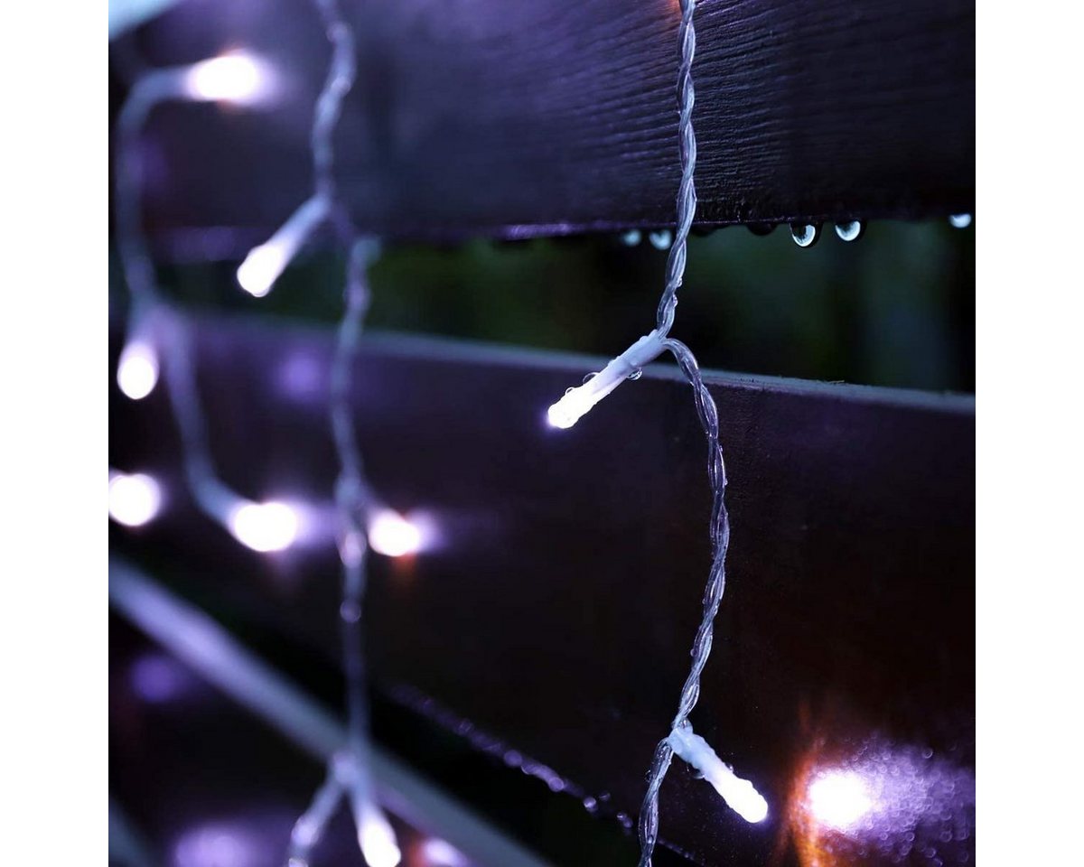 Salcar LED-Lichtervorhang LED Lichterkette Eisregen Lichtervorhang Weihnachtsdeko Aussen 8 Modi, 2m, 80er LED Lichtervorhang, Kaltweiß – Bild 4 von 5
