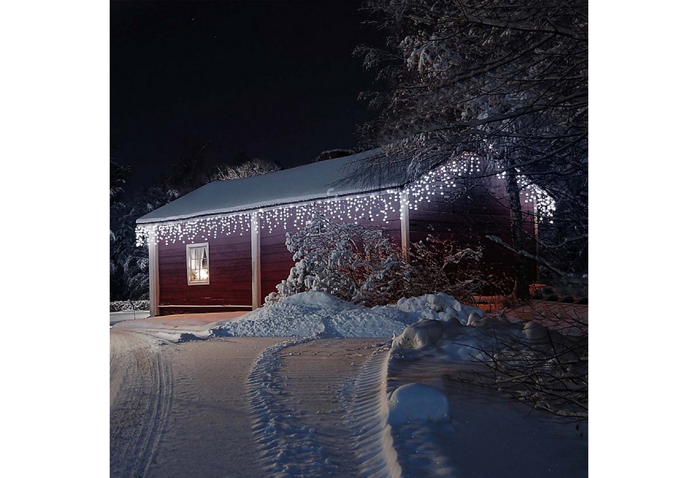 Salcar LED-Lichtervorhang LED Lichterkette Eisregen Lichtervorhang Weihnachtsdeko Aussen 8 Modi, 2m, 80er LED Lichtervorhang, Kaltweiß – Bild 5 von 5