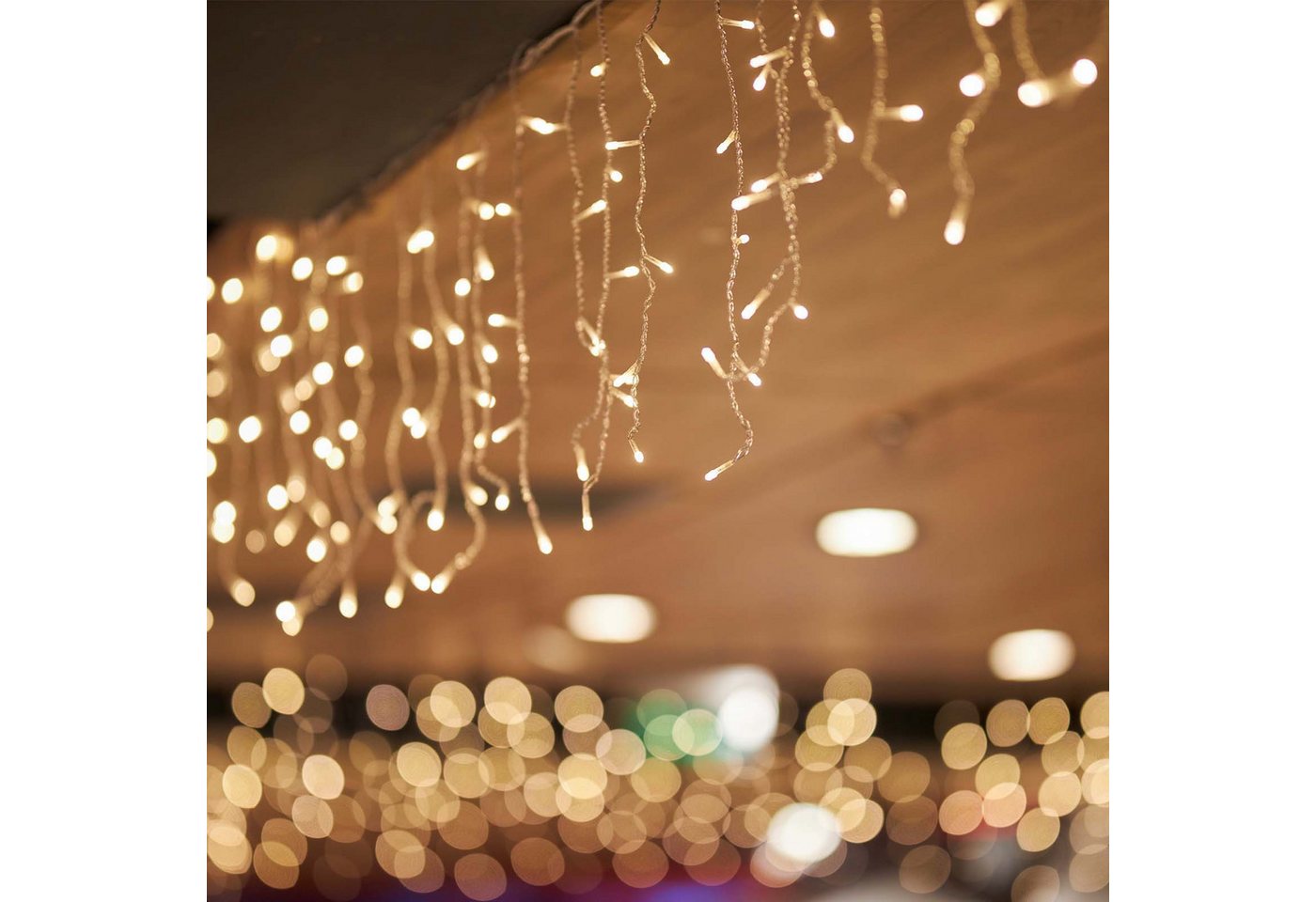 Salcar LED-Lichtervorhang LED Lichterkette Eisregen Lichtervorhang Weihnachtsdeko Aussen 8 Modi, mit Fernbedienung und Timer, Memory-Funktion 5m Warmeweiß – Bild 2 von 5