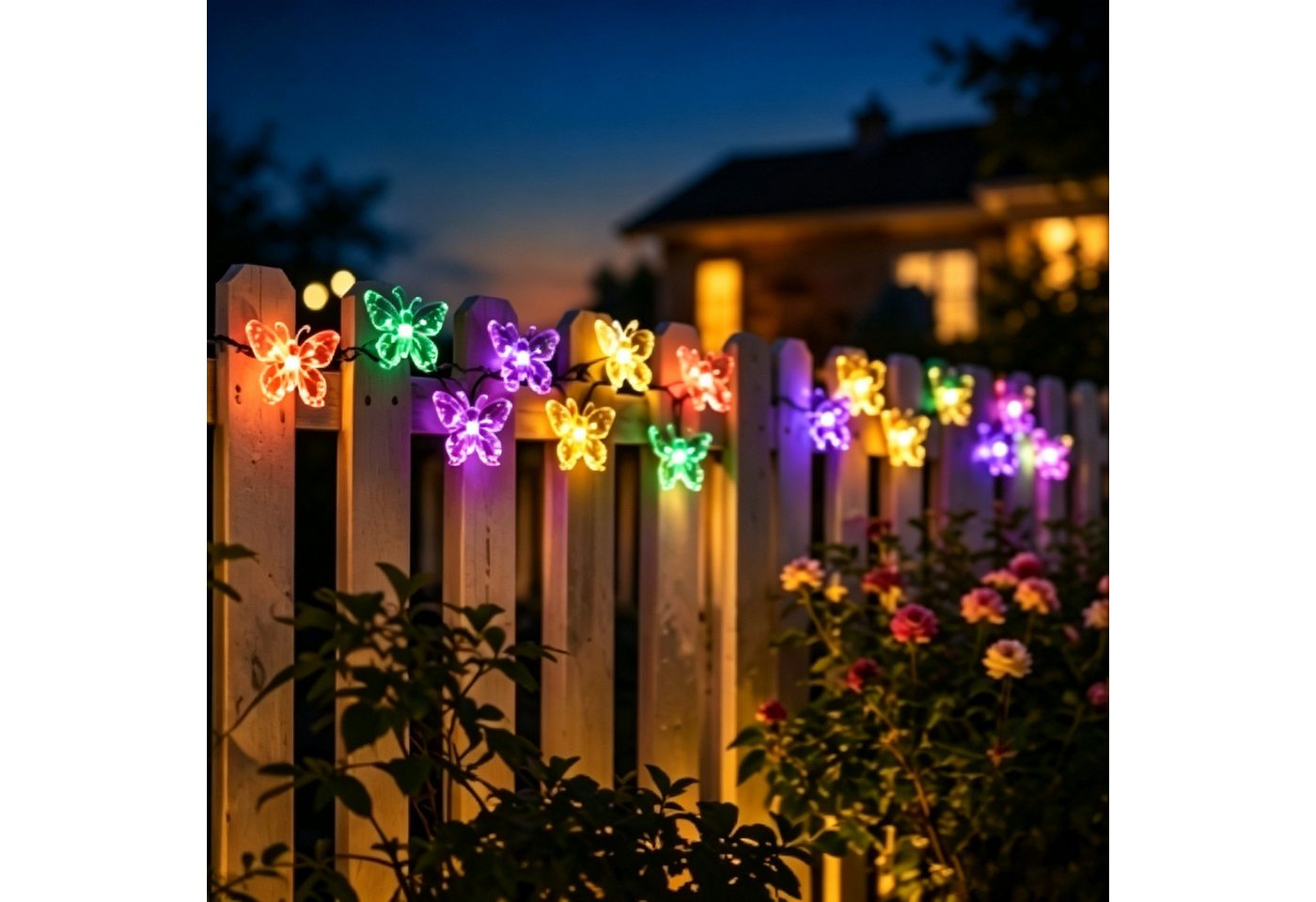 Salcar LED Solarleuchte LED Solarleuchten Außen Schmetterlinge Solarlicht Weihnachtsdeko, LED fest integriert, Bunt, 5M 20 LED – Bild 5 von 5