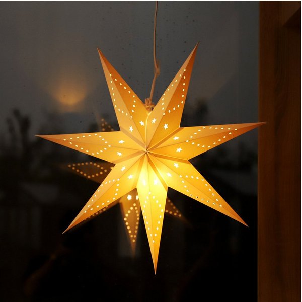 Salcar Papierstern 3D LED Papierstern Hängend Weihnachtsstern Beleuchtet Weihnachtsdeko, Sternlicht Wohnzimmer Schlafzimmer Fenster, 55cm