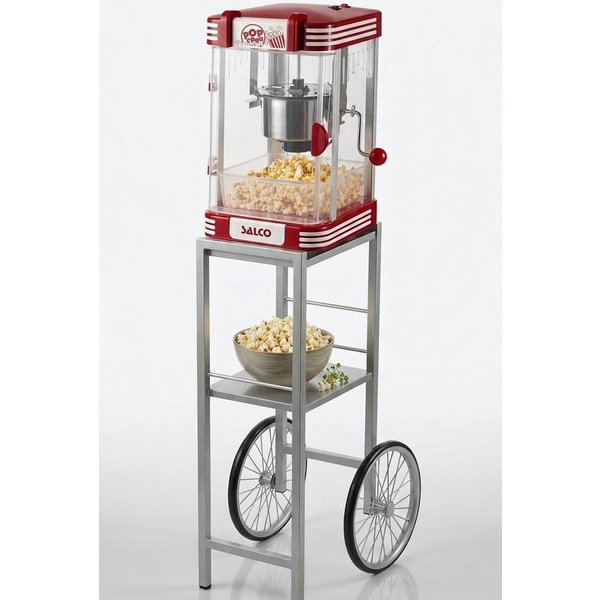 SALCO 2-in-1-Popcornmaschine SET SNP-24, Edelstahlkessel, Eingebautes Rührsystem, inkl. Popcorn-Schale