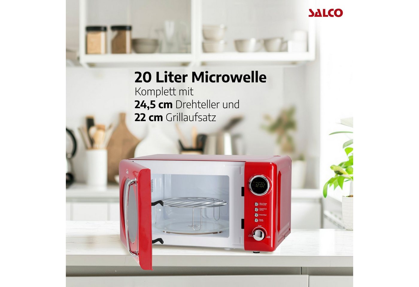 SALCO Mikrowelle SRM-20.5G, Grill, Mikrowelle, 20 l, im Retrostyle – Bild 4 von 5