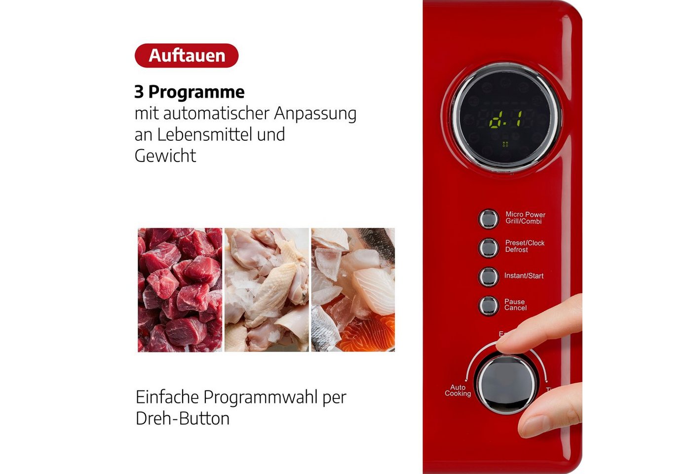 SALCO Mikrowelle SRM-20.5G, Grill, Mikrowelle, 20 l, im Retrostyle – Bild 5 von 5